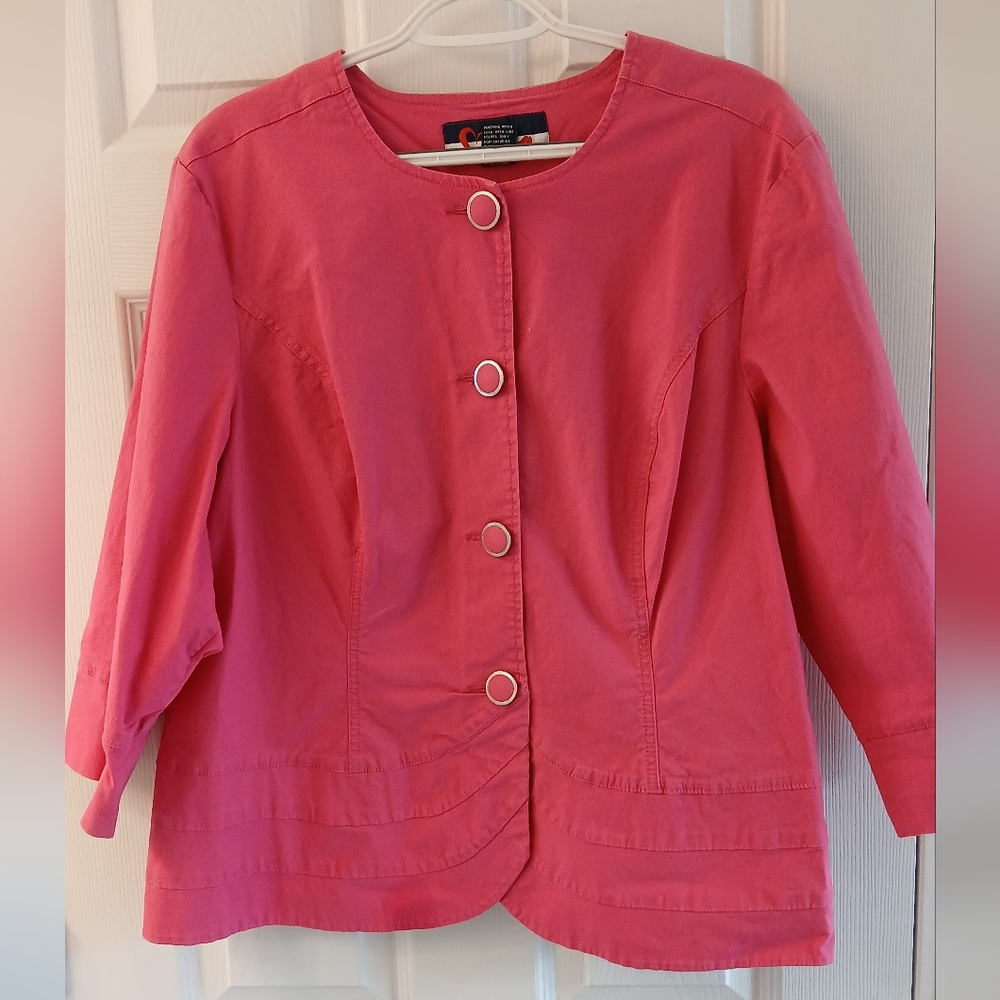 SWAK Jeans Hot Pink Jacket – Size 1X – Cotton Stretch – 3/4 Sleeve